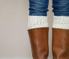 Crochet Boot Cuffs in Vanilla Cream - Boot Toppers - Leg Warmers